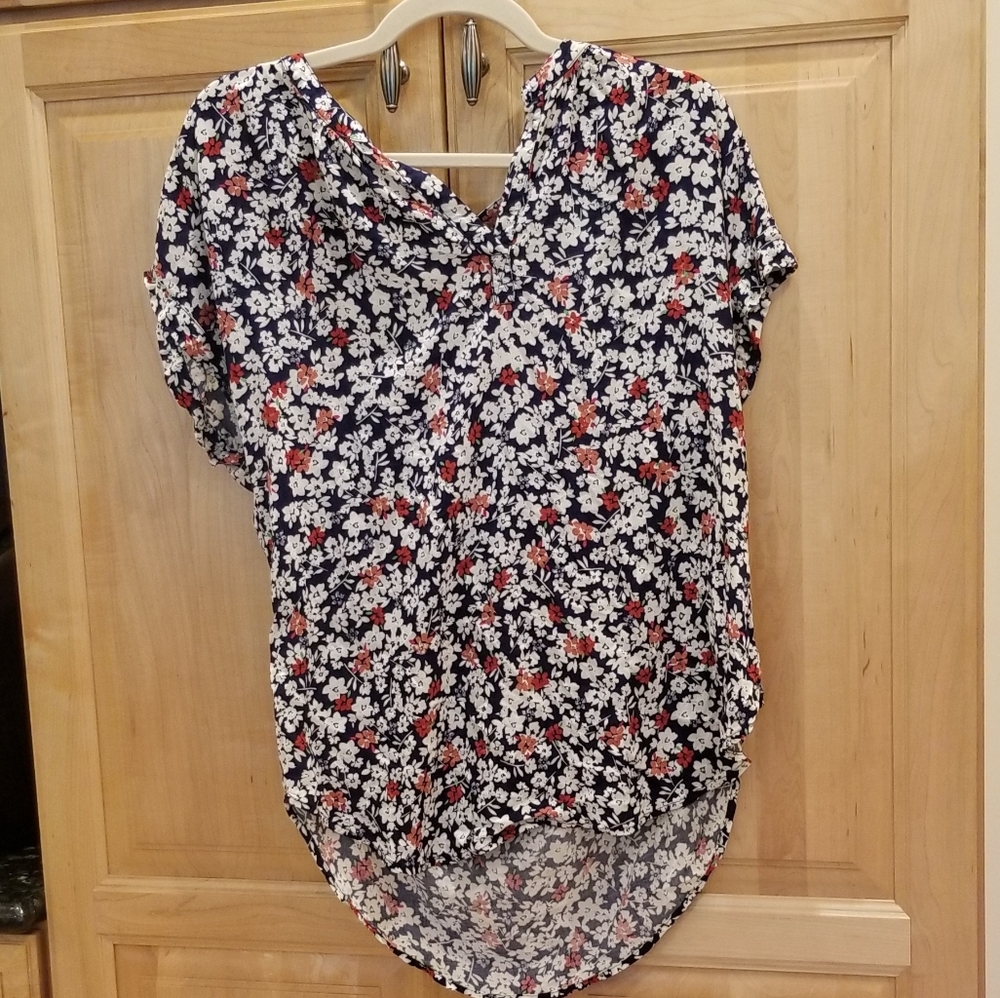 Velvet by Graham & Spencer Blue Flower Top XL